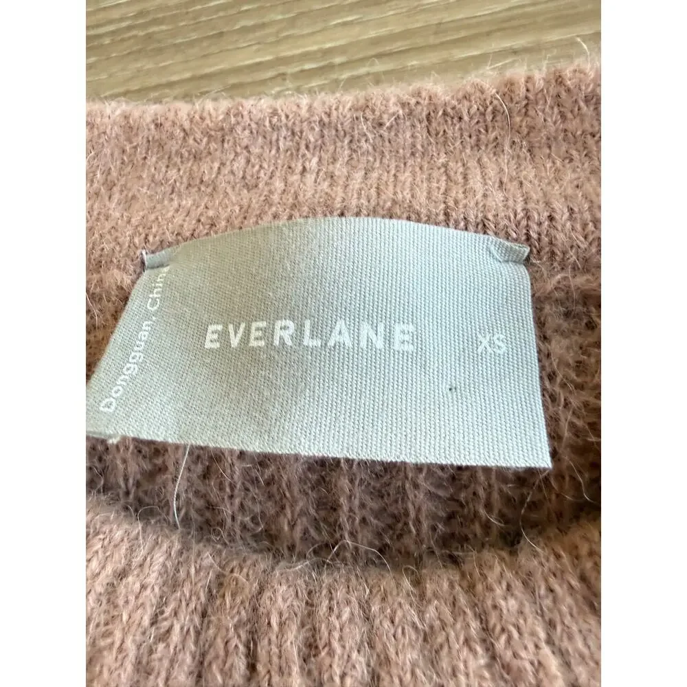 Everlane XS Alpaca Merino Wool Ribbed Crew Neck Sweater Tan